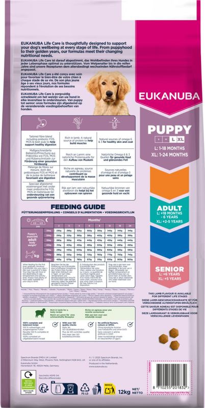 EUKANUBA Hundefor Puppy Large Breed Lam & Ris 12kg