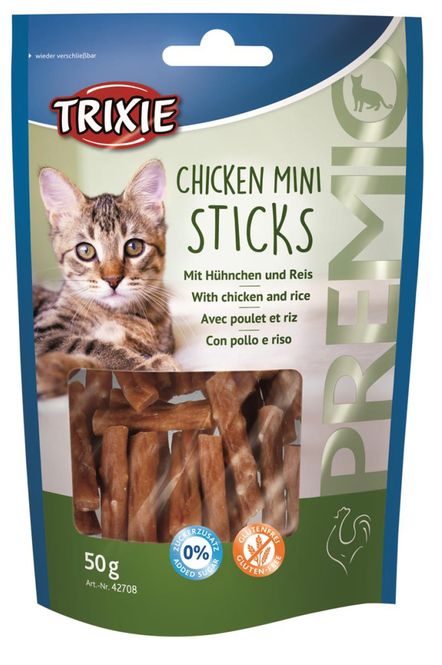 Hovedbilde Premio Mini Sticks M/Kylling og Ris 50g 