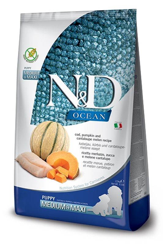 FARMINA N&D Hundefor Torsk og Melon Puppy Medium 12kg
