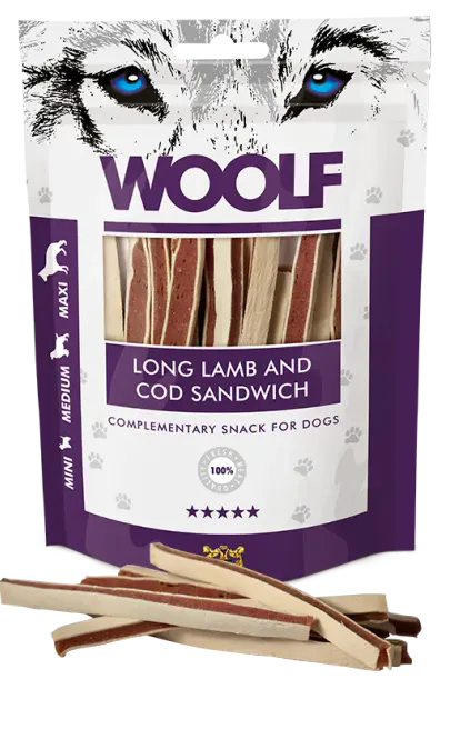Hovedbilde Woolf Godbiter Lamb and cod sandwich 100g
