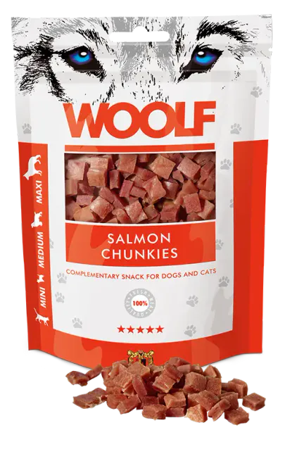 Hovedbilde Woolf Godbiter Salmon chunkies 100g