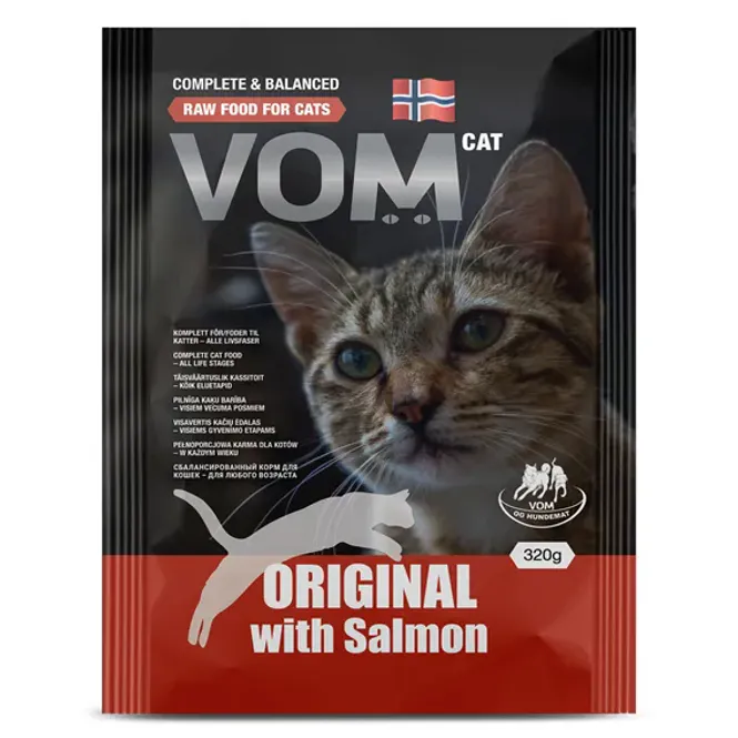 Hovedbilde VOM Katt kylling/laks kjøttboller pose 320 gram
